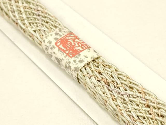 平和屋着物＊夏物 和装小物 上質な帯締め レース組 平組 金糸 正絹 逸品 未使用 AAAY8161ay