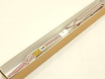 平和屋着物＊夏物　和装小物　上質な帯締め　レース組　平組　銀糸　長尺　逸品　未使用　AAAY8165ay