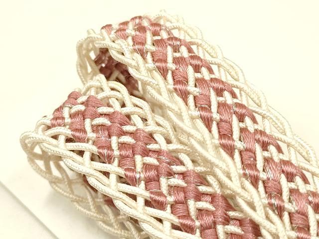 平和屋着物＊夏物　和装小物　上質な帯締め　レース組　平組　銀糸　長尺　逸品　未使用　AAAY8165ay
