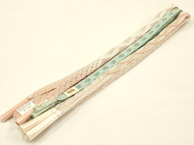 平和屋着物＊夏物　和装小物　上質な帯締め3本セット　レース組　平組　正絹　逸品　未使用　AAAY8167ay