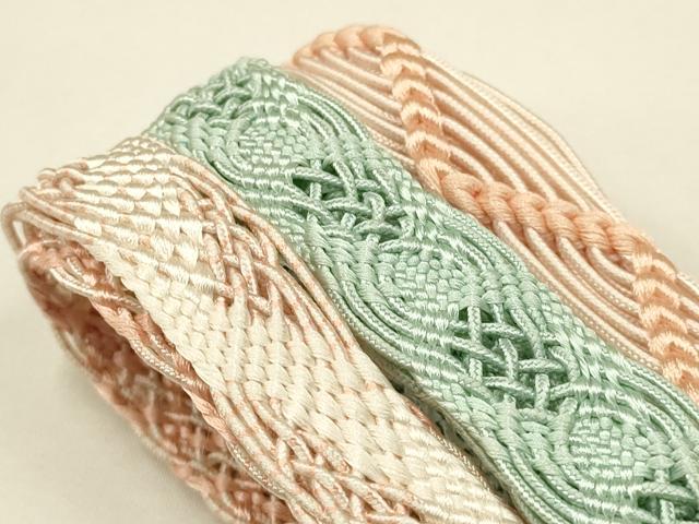 平和屋着物＊夏物　和装小物　上質な帯締め3本セット　レース組　平組　正絹　逸品　未使用　AAAY8167ay