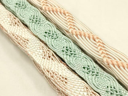 平和屋着物＊夏物　和装小物　上質な帯締め3本セット　レース組　平組　正絹　逸品　未使用　AAAY8167ay