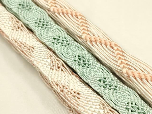 平和屋着物＊夏物　和装小物　上質な帯締め3本セット　レース組　平組　正絹　逸品　未使用　AAAY8167ay