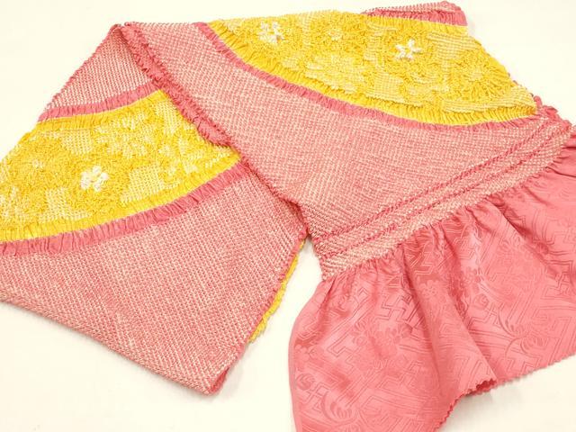 平和屋着物●和装小物 帯締め・帯揚げセット 総絞り 花柄 金糸 暈し 逸品 AAAY8169ay