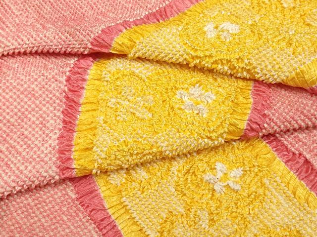 平和屋着物●和装小物 帯締め・帯揚げセット 総絞り 花柄 金糸 暈し 逸品 AAAY8169ay