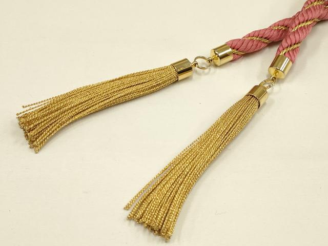 平和屋着物●和装小物　帯締め・帯揚げセット　振袖用　総絞り　舞花芝文　暈し　金糸　銀彩　撚り房　逸品　AAAY8172ay