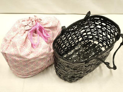 平和屋着物＊夏物　和装小物　籠巾着・下駄セット　浴衣　七宝　暈し　逸品　未使用　AAAY8177ay