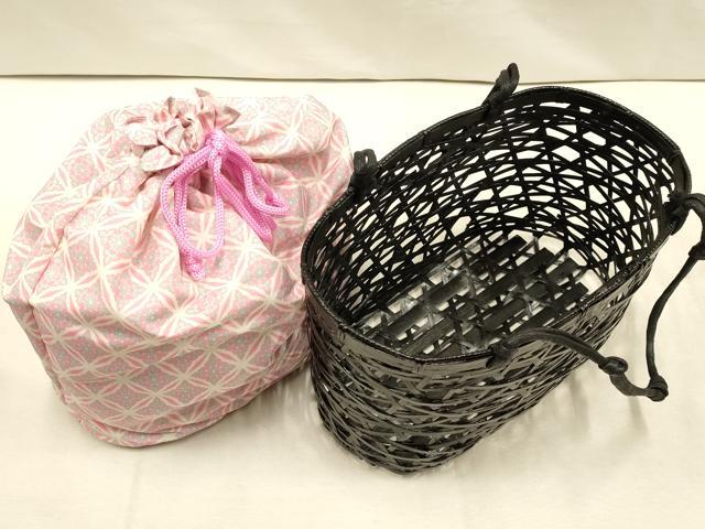 平和屋着物＊夏物　和装小物　籠巾着・下駄セット　浴衣　七宝　暈し　逸品　未使用　AAAY8177ay