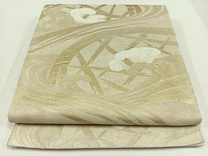 平和屋着物＊夏物　六通柄袋帯　籬立波文　金銀糸　正絹　逸品　AAAY8205jh