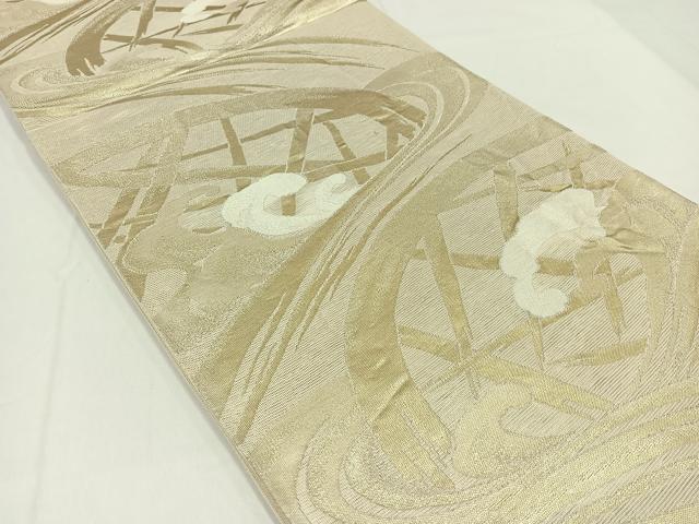 平和屋着物＊夏物　六通柄袋帯　籬立波文　金銀糸　正絹　逸品　AAAY8205jh