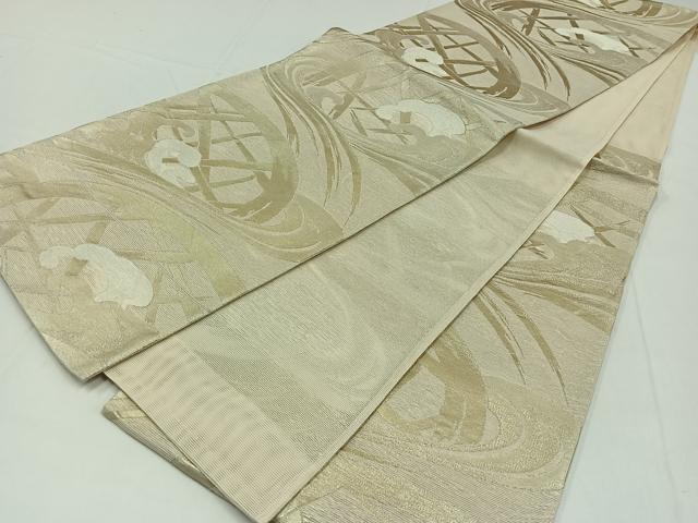 平和屋着物＊夏物　六通柄袋帯　籬立波文　金銀糸　正絹　逸品　AAAY8205jh