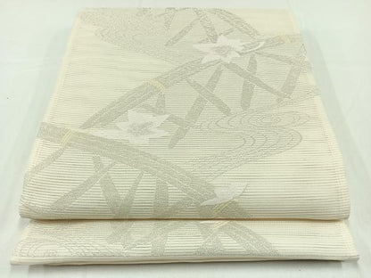 平和屋着物＊夏物　六通柄袋帯　籬流水文　銀糸　正絹　逸品　AAAY8269jh