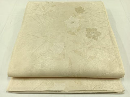 平和屋着物＊夏物　六通柄袋帯　草花文　銀糸　正絹　逸品　AAAY8272jh