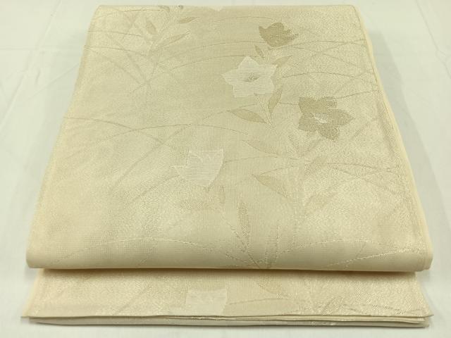 平和屋着物＊夏物　六通柄袋帯　草花文　銀糸　正絹　逸品　AAAY8272jh