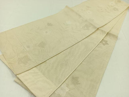 平和屋着物＊夏物　六通柄袋帯　草花文　銀糸　正絹　逸品　AAAY8272jh