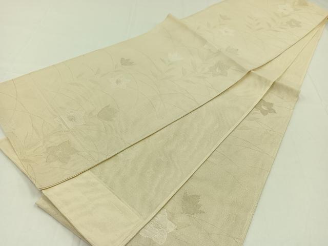 平和屋着物＊夏物　六通柄袋帯　草花文　銀糸　正絹　逸品　AAAY8272jh