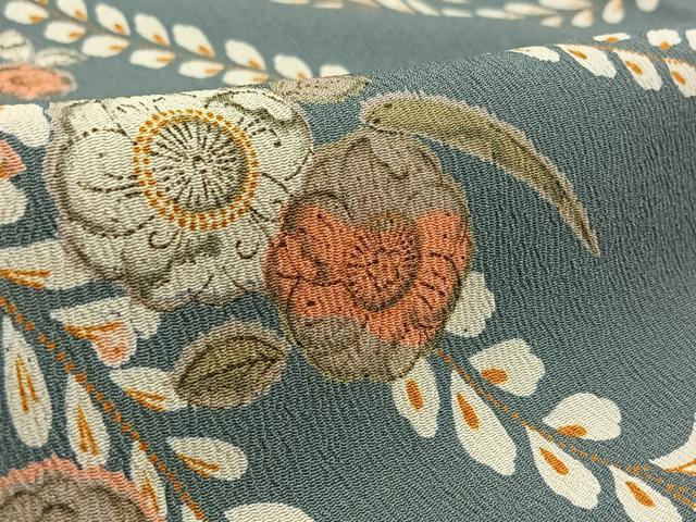 平和屋着物▽小紋 単衣 草花文 洗える着物 AAAY8301jh