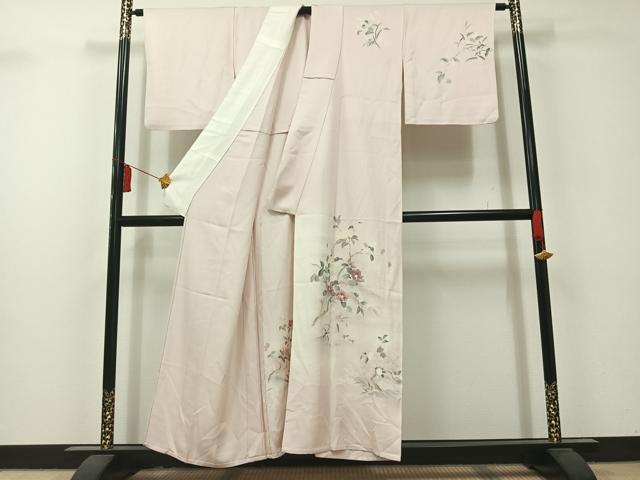 平和屋着物▽訪問着　単衣　風景椿文　暈し染め　正絹　逸品　AAAY8302jh