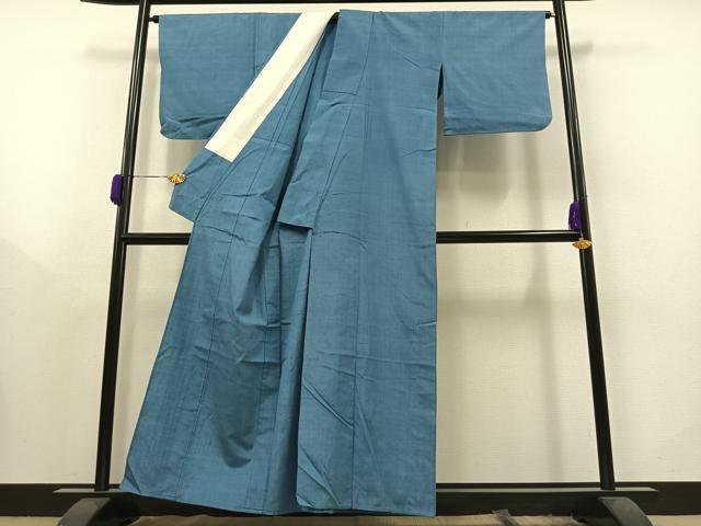 平和屋着物▽上質な紬 単衣 色無地 薄縹色 正絹 逸品 AAAY8305jh