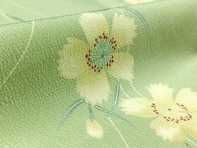 平和屋着物▽上質な小紋　単衣　草花文　正絹　逸品　AAAY8306jh