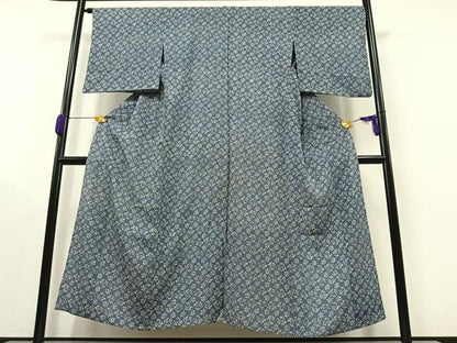 平和屋着物▽上質な小紋 単衣 草花文 正絹 逸品 AAAY8307jh