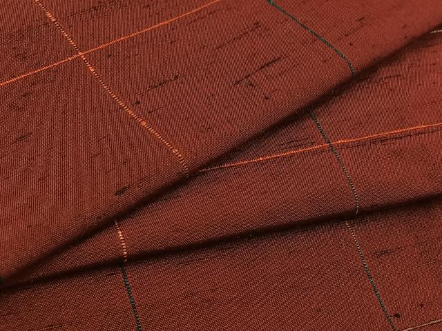 平和屋着物▽上質な紬 単衣 格子 正絹 逸品 AAAY8309jh