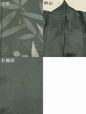 平和屋着物▽訪問着　単衣　刺繍　舞葉文　正絹　逸品　AAAY8310jh