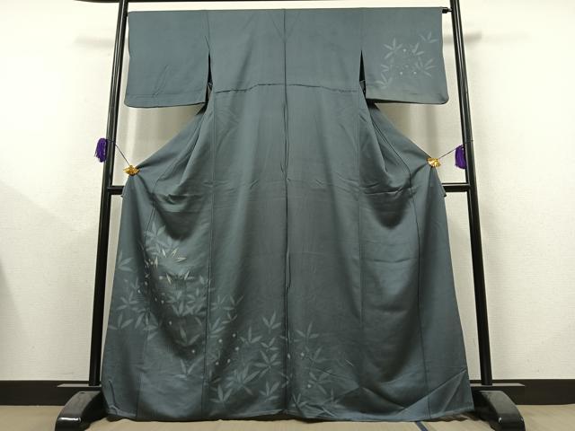 平和屋着物▽訪問着　単衣　刺繍　舞葉文　正絹　逸品　AAAY8310jh