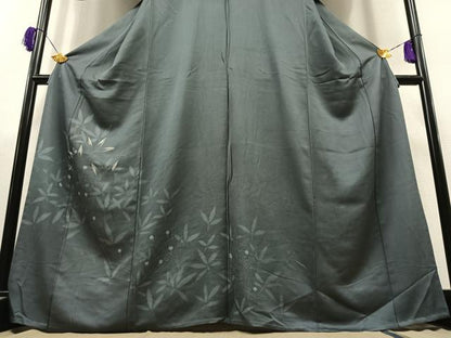 平和屋着物▽訪問着　単衣　刺繍　舞葉文　正絹　逸品　AAAY8310jh