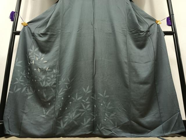 平和屋着物▽訪問着　単衣　刺繍　舞葉文　正絹　逸品　AAAY8310jh