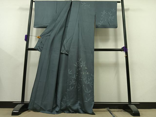 平和屋着物▽訪問着　単衣　刺繍　舞葉文　正絹　逸品　AAAY8310jh