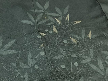 平和屋着物▽訪問着　単衣　刺繍　舞葉文　正絹　逸品　AAAY8310jh