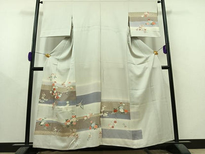 平和屋着物▽訪問着 単衣 枝花文 暈し染め 金彩 正絹 逸品 AAAY8311jh
