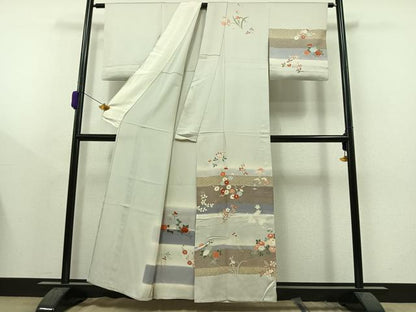 平和屋着物▽訪問着 単衣 枝花文 暈し染め 金彩 正絹 逸品 AAAY8311jh