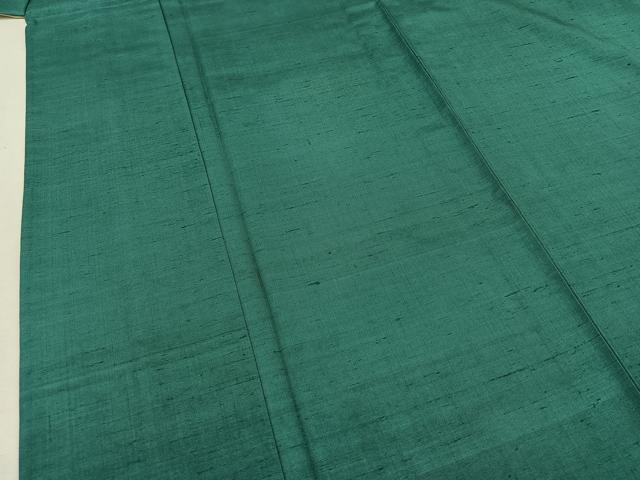 平和屋着物▽上質な紬 色無地 単衣 青緑色 正絹 逸品 AAAY8312jh