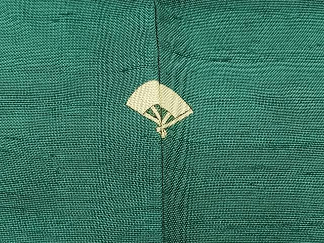 平和屋着物▽上質な紬 色無地 単衣 青緑色 正絹 逸品 AAAY8312jh
