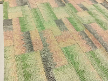 平和屋着物▽上質な紬　単衣　霞文　正絹　逸品　AAAY8316jh