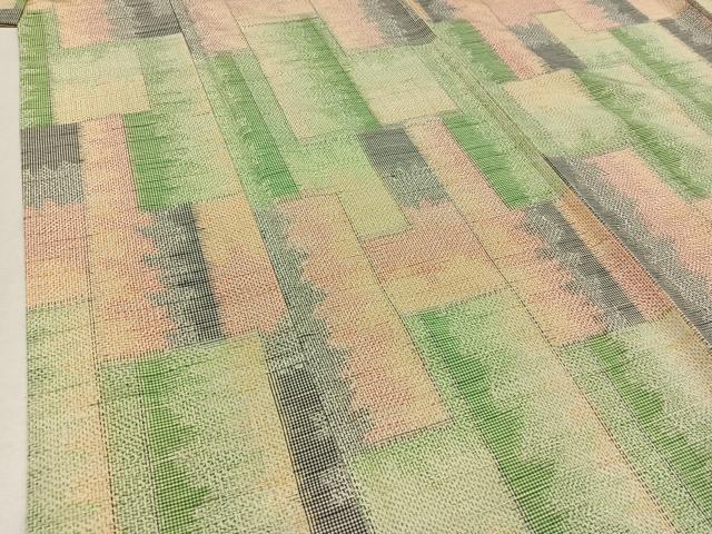 平和屋着物▽上質な紬　単衣　霞文　正絹　逸品　AAAY8316jh