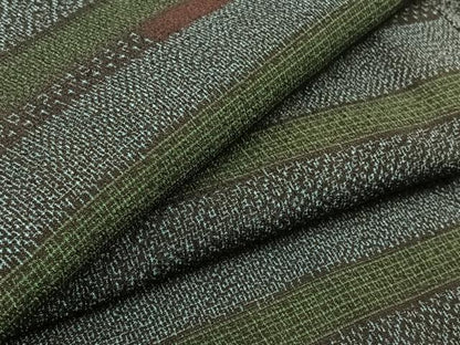 平和屋着物▽本塩沢　単衣　横段文　正絹　逸品　AAAY8317jh