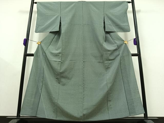 平和屋着物▽訪問着 単衣 お召地 縞 正絹 逸品 AAAY8320jh