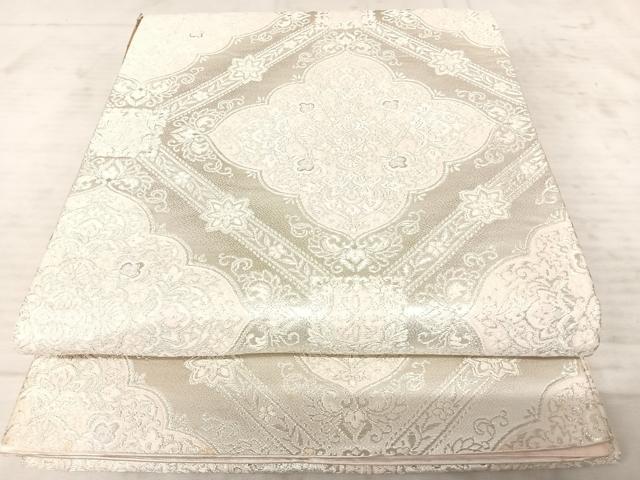 平和屋着物◎西陣　六通柄袋帯　唐織　天井花文　銀糸　正絹　逸品　AAAY8374yx