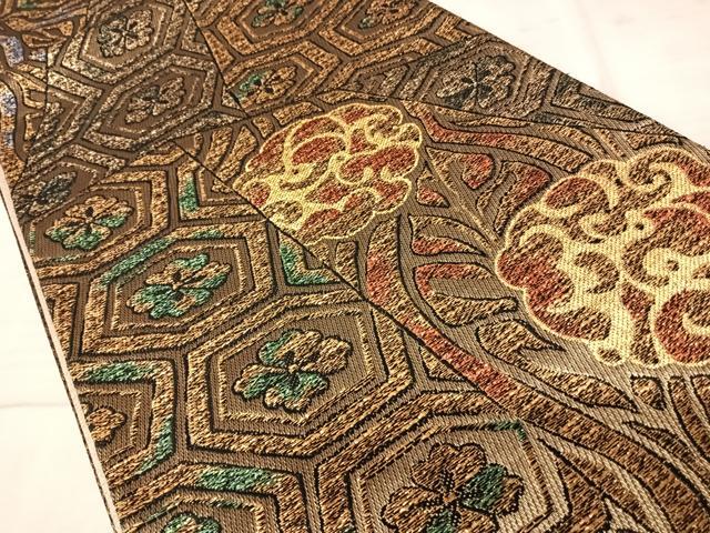 平和屋着物◎六通柄袋帯　花唐草文　金糸　正絹　逸品　AAAY8378yx