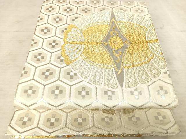 平和屋着物◎六通柄袋帯　唐織　双蝶文　金銀糸　正絹　逸品　AAAY8380yx