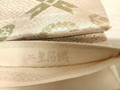 平和屋着物◎六通柄袋帯　二重箔織　雲取り花鳥文　正絹　逸品　AAAY8397yx
