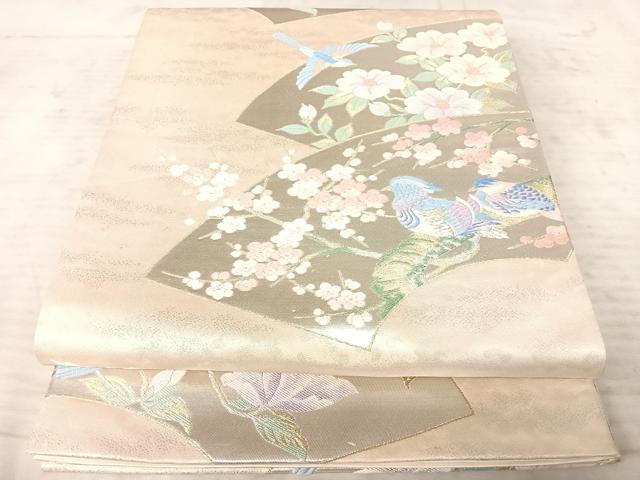 平和屋着物◎西陣　六通柄袋帯　唐織　地紙花鳥文　金銀糸　正絹　逸品　AAAY8402yx