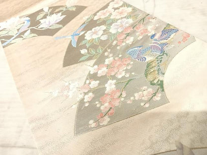 平和屋着物◎西陣　六通柄袋帯　唐織　地紙花鳥文　金銀糸　正絹　逸品　AAAY8402yx