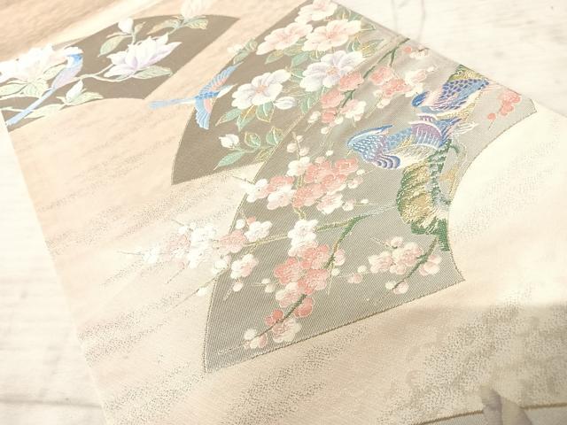 平和屋着物◎西陣　六通柄袋帯　唐織　地紙花鳥文　金銀糸　正絹　逸品　AAAY8402yx