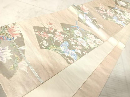 平和屋着物◎西陣　六通柄袋帯　唐織　地紙花鳥文　金銀糸　正絹　逸品　AAAY8402yx
