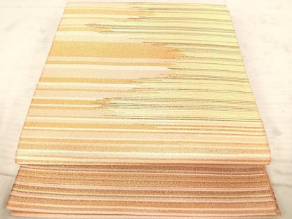 平和屋着物◎全通柄袋帯　横縞　金銀糸　正絹　逸品　AAAY8415yx
