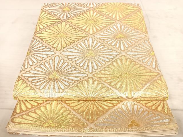 平和屋着物◎六通柄袋帯　花菱文　金銀糸　正絹　逸品　AAAY8420yx